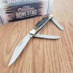 Rough Ryder Stockman Pocket Knife Carbon Steel Blades Cinnamon Stag Bone Handle. Fixed Price $25.79.