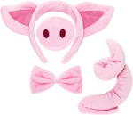 Pig Costume Set - Ears, Nose, Tail, And Bow Tie Pink Fancy Dress Kit Accessories. Fixed Price $19.99.