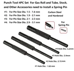 Steel 4 Pc Hollow End Roll Pin Tool Starter Punch Set For Spring Install. Fixed Price $10.99.