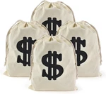 Canvas Money Bag 4PCS Pouch With Drawstring Dollar Sign Carrying Sack Costume.... Fixed Price $22.99.
