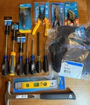 Ideal Tool Electrical Lineman: Pliers Drivers Knife Pouch Level Strippers Hammer. Fixed Price $26.00.