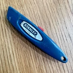 Vtg Rare Stanley Key Fob Box Cutter 10-039 Blue Plastic 3/8" Retractable. Fixed Price $9.00.