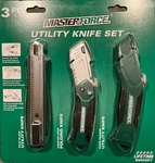 Masterforce Utility Knife Set W/5 Blades Lot Of 1 - 3 Count New. Fixed Price $39.95.