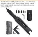 Knife With Nylon Pouch, 22 1 Edc Tools Fire Starting .... Fixed Price $29.99.