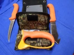 Outdoor Edge Blaze N' Bone Knife Set In Camo Case With Sharpener, Guthook. Fixed Price $14.95.
