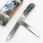 Marbles Jumbo Trapper Black 4.5"" Stainless Stag Bone Folding Knife 471. Fixed Price $26.50.