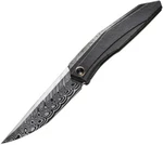 We Knife Cybernetic Ltd Black Etched Titanium Folding Damasteel 22033DS1. Fixed Price $699.95.
