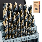 29PCS Cobalt Drill Bit Set 1/16"1/2", Hss With Black And Gold Finish, Twist J.... Fixed Price $67.88.