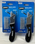 New Hart Folding Utility Knife 2-PACK W/ 20 Blades & Removable Belt Clip (SH9). Fixed Price $14.95.