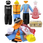 Jeowoqao Kids 11-PC Dress Up Costumes Set Pirate, Chef, Police, Construction. Fixed Price $50.98.
