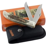 Marbles Imitation Stag Handles Folding Hunter Pocket Knife MR417 Sheath. Fixed Price $26.95.