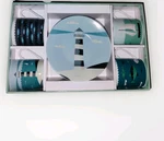 New Magpie Ahoy! Espresso Set 4 Cups & Saucers Nautical Theme In Box. Fixed Price $38.50.