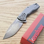 Kershaw Assisted Folding Knife 3.5" D2 Tool Steel Blade Gray Stainless Handle. Fixed Price $61.79.