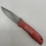 Sarge Uline Folding Pocket Knife Single Plain Stainless Steel Blade, Red Handle. Fixed Price $7.99.