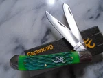 Browning Green Jig Bone 2 Blade Trapper Pocket Knife Folder BR0540B 4" Closed. Fixed Price $24.99.
