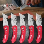 5-PACK Foldable Locking Mechanism Finger Grip Utility Knife W/ 10 Spare Blades. Fixed Price $26.99.