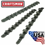 3PC Craftsman Socket Holder Rails Racks 1/4 3/8" 1/2" Mountable Usa Made Black. Fixed Price $19.99.