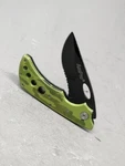 Ampro Folding Knife Black Partial Serrated Blade Green Camouflage Handle. Fixed Price $9.77.