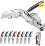 10-PACK Heavy Duty Folding Box Cutter Set With Blade Storage, Entirety Metal, Pr. Fixed Price $57.99.