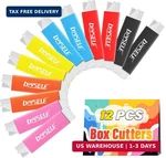 Diyself Box Cutters 12 Pack, Utility Knife, Retractable With Razor. Fixed Price $17.48.