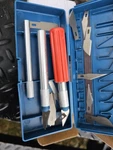 16-PIECE Hobby Knife Set With Case. Fixed Price $7.00.