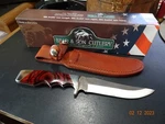 Bear & Sons Cutlery 9.25" Upswept Hunter Rosewood Handle 440HC Blade Made In Usa. Fixed Price $66.29.