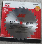 Ace 23566 Circular Blade 7-1/4" Steel 26 Tooth Saw. Fixed Price $9.00.