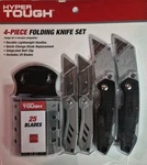 Hyper Tough 4-PIECE Folding Utility Knife Set +25 Blades New Box. Fixed Price $14.99.