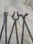 Set Of 3 Iron Tongs Tools Blacksmith Knife Making Vise Anvil Forge. Fixed Price $99.00.