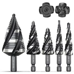 Spiral Flute Step Drill Set, 5 Pcs Hss Unibit. Fixed Price $24.99.