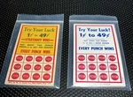 Vintage Original "try Your Luck" Punch Cards 10 Pristine By 2 Makers Nos. Fixed Price $18.95.