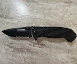 Discontinued Schrade Liner Lock 3.25" Black Oxide Partially Serrated Blade). Fixed Price $12.50.