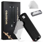 Workpro Titanium Folding Utility Knife Cnc Unibody Box Cutter Quick Change Blade. Fixed Price $32.39.