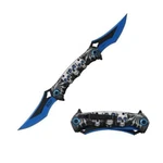 12.5" Dark Fantasy Blades Skull Printed Spring Assisted Twin Folding Knife Blue. Fixed Price $24.99.