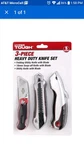Hyper Tough 3 Piece Knife Set Heavy Duty Construction Blade Utility. Fixed Price $12.00.