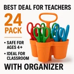 Fiskars 5" Blunt Tip Scissors 24-PACK Kids Classroom Bulk Set W/ Organizer. Fixed Price $28.99.