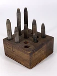 (9) Steel Punch Machinist Tools (5) Aromark Elizabeth, Nj, (3) Over Logo. Fixed Price $12.00.