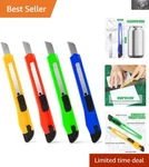 4 Pack Retractable Box Cutter Knives 9MM Snap-off Utility For Precision. Fixed Price $10.79.