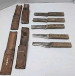Lot Of 5 Hyde Heavy Duty Knife #404 Used With Leather Case Made In Usa. Fixed Price $42.47.