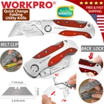 Workpro Folding Utility Knife Quick-change Box Cutter Retro Wood Grain Handle Us. Fixed Price $17.99.