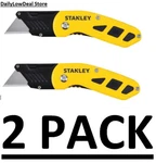 2 Pack - Folding Utility Work Pocket Knife Sharp Box Cutter Push Button Blade. Fixed Price $11.59.