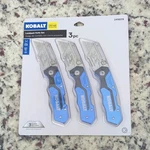 Kobalt Lockback Knife Set 3PC Stainless Steel Aluminum Blue Black Silver 58979. Fixed Price $17.80.