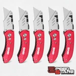 5PACK Box Cutter Folding Pocket Retractable Utility Knife Set W/ Extra Blades. Fixed Price $28.99.