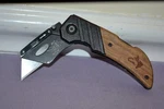 Genuine Husky Wood Handle Folding Pocket Utility Cutter/knife -- Great. Fixed Price $15.99.