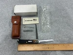 Schrade Old Timer 97OT Usa Buzzsaw Trapper Vint. Nib Pocket Knife, Sheath, Paper. Fixed Price $135.00.