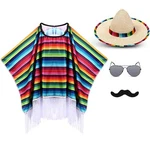 Yahenda Western Costume Set 5 Pcs Fiesta Outfit Serape Poncho Small, Multi. Fixed Price $50.33.