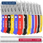 Jetmore 12 Pack Box Cutter, Folding Utility Knife With Spare 30 Pcs Blades, Shar. Fixed Price $48.73.