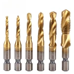 6 Pcs Combination Drill And Tap Set, Professional Hss Titanium Thread Dri.... Fixed Price $10.99.