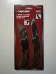 Husky 2 Pack Folding Wood Handle Knife Set Utility &. Fixed Price $20.00.