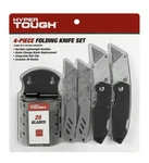 4-PIECE Hyper Tough Folding Utility Knife Set Integrated Belt Clip & 29 Blades. Fixed Price $18.35.